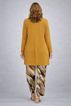 Honora | Mustard Three-Piece Set with Printed Trousers