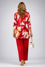 Theodora | Red Swirl-Print Three-Piece Outfit