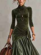 Antonella | Long Dress with Panels and Lace Hem