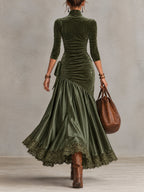 Antonella | Long Dress with Panels and Lace Hem
