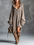 Elena | Fuzzy Knit Hooded Oversized Dress