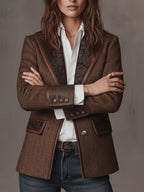 Doris | Herringbone Paisley Lapel Blazer