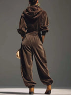 Lucille - Vintage Velvet Hoodie and Loose-Fitting Trousers Set