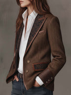 Doris | Herringbone Paisley Lapel Blazer