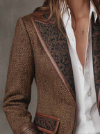 Doris | Herringbone Paisley Lapel Blazer