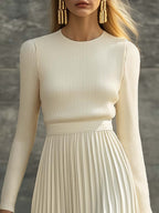 Charlotte | Ribbed Knit Pleated Midi Dress