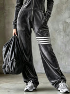 Lenora - Velvet Hooded Zipper Wide Leg Jumpsuit