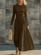 Charlotte | Ribbed Knit Pleated Midi Dress