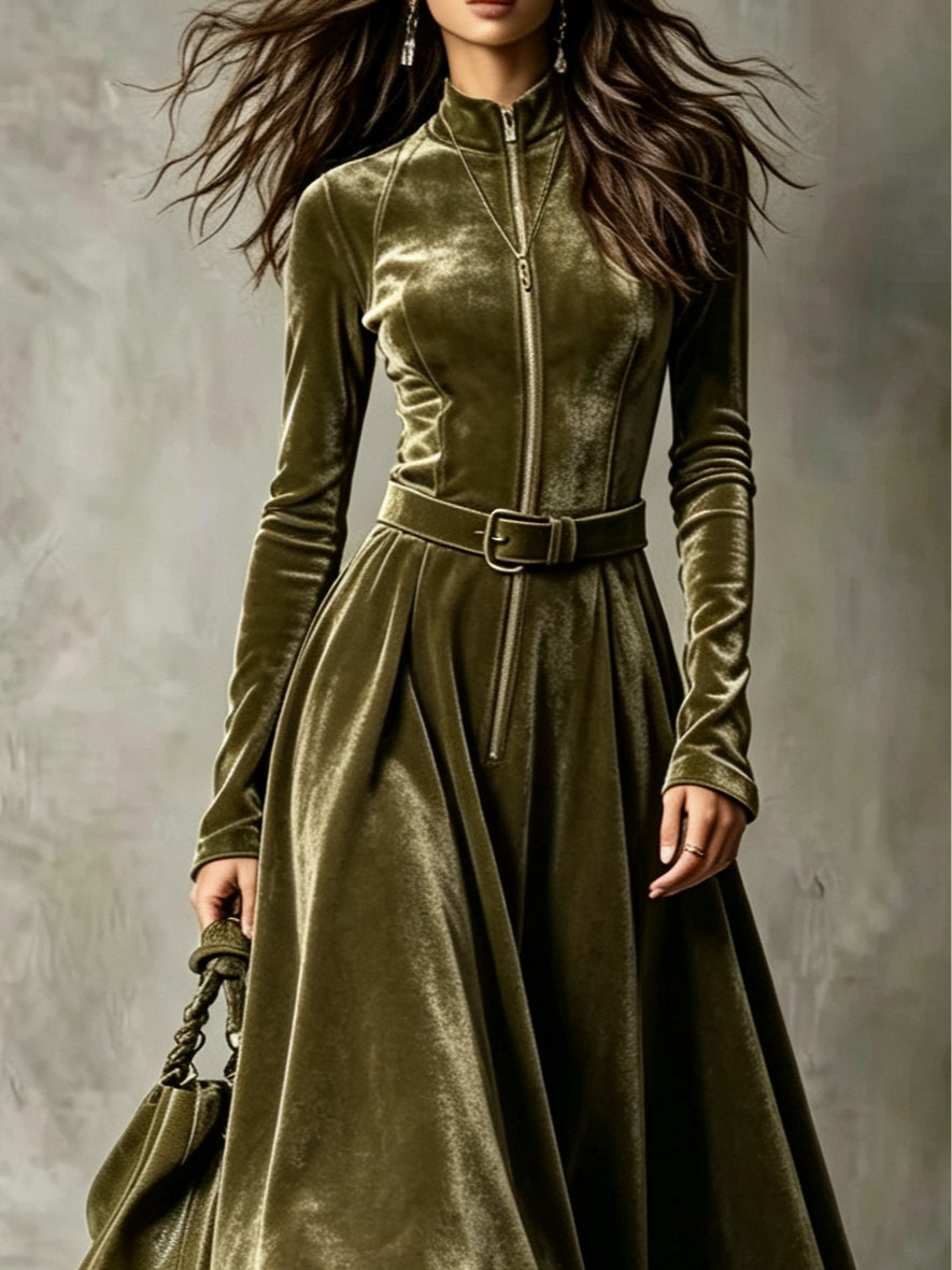 Raffaella | Long Dress with Vintage-Style Front Zip