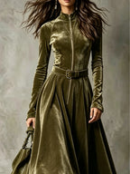 Raffaella | Long Dress with Vintage-Style Front Zip