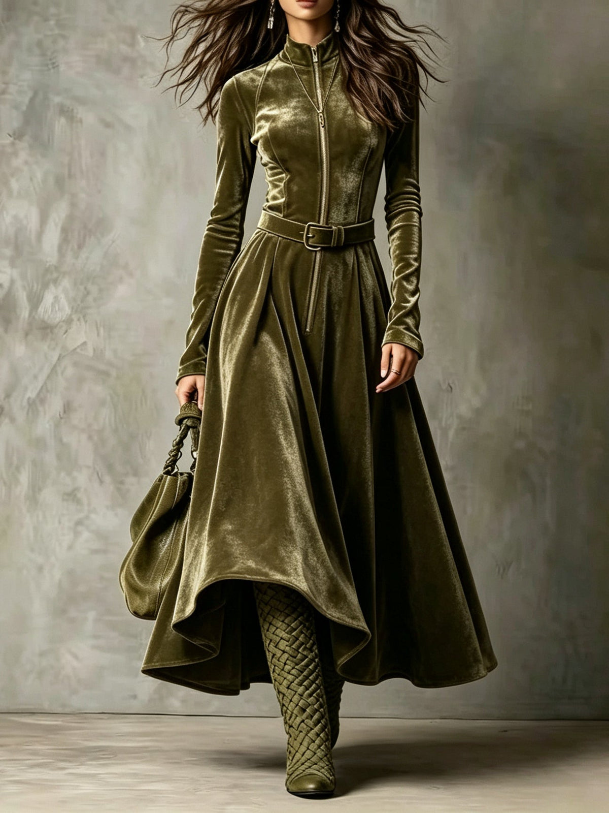 Raffaella | Long Dress with Vintage-Style Front Zip