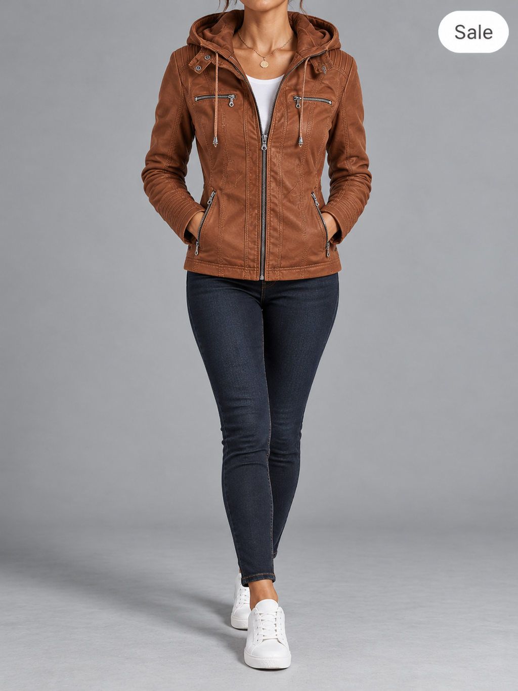 Lucinda | Hooded Moto Jacket with Removable Hood