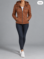 Lucinda | Hooded Moto Jacket with Removable Hood