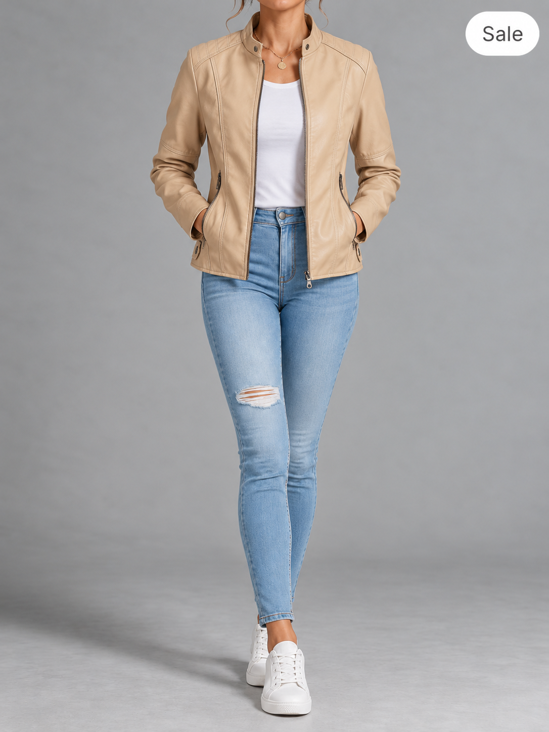 Helen | Refined Stand-Collar Moto Jacket