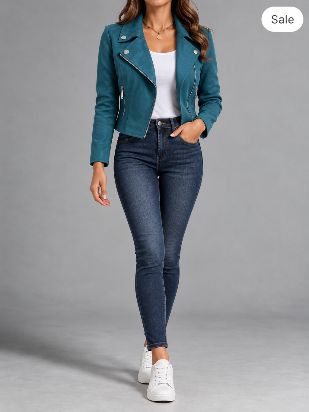 Gabrielle | Cropped Moto Zip-Up Jacket