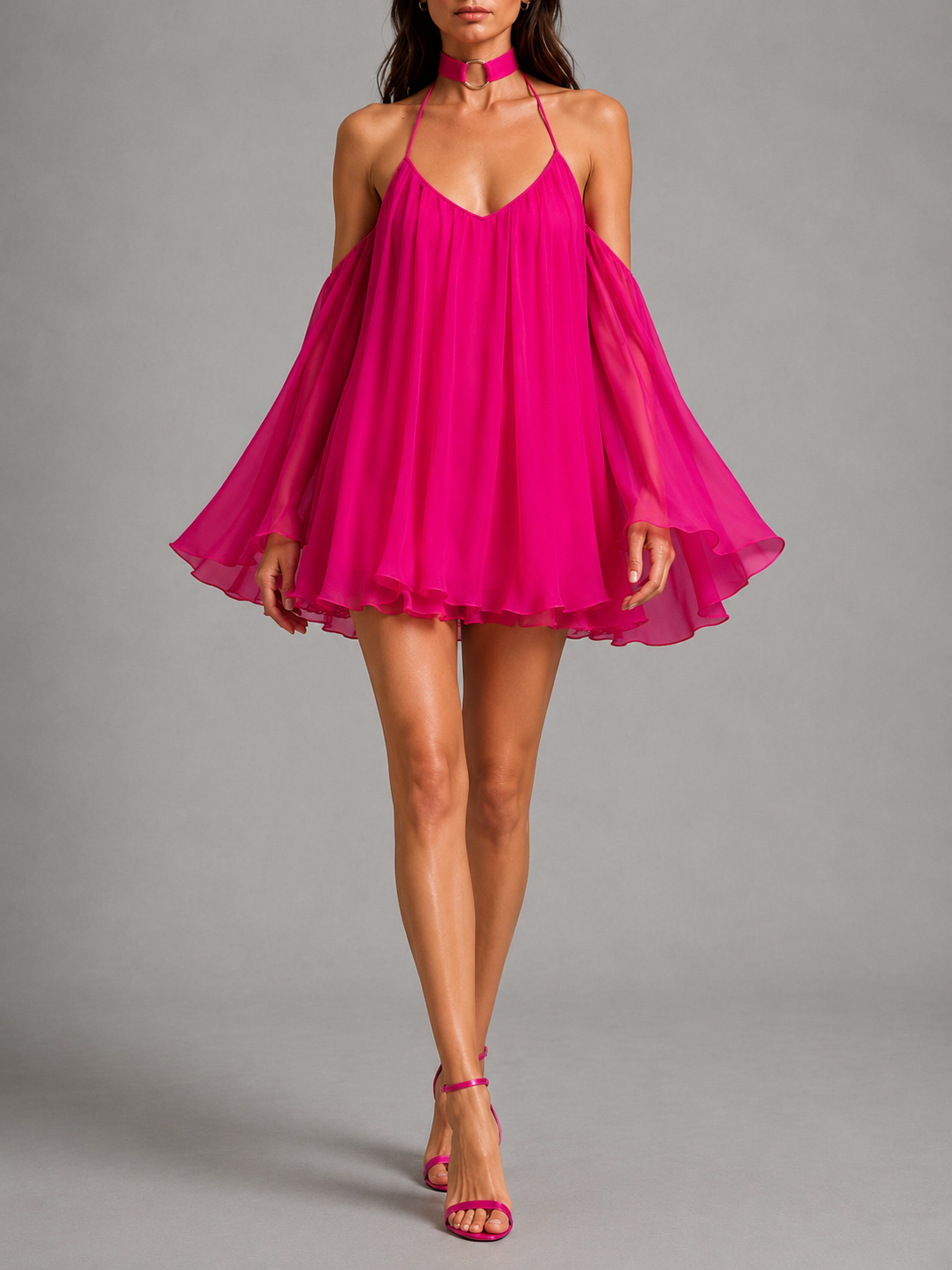 Vivienne Pleated Halter Mini Dress