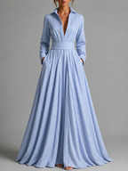 Harbor Stripe Shirt Maxi Dress