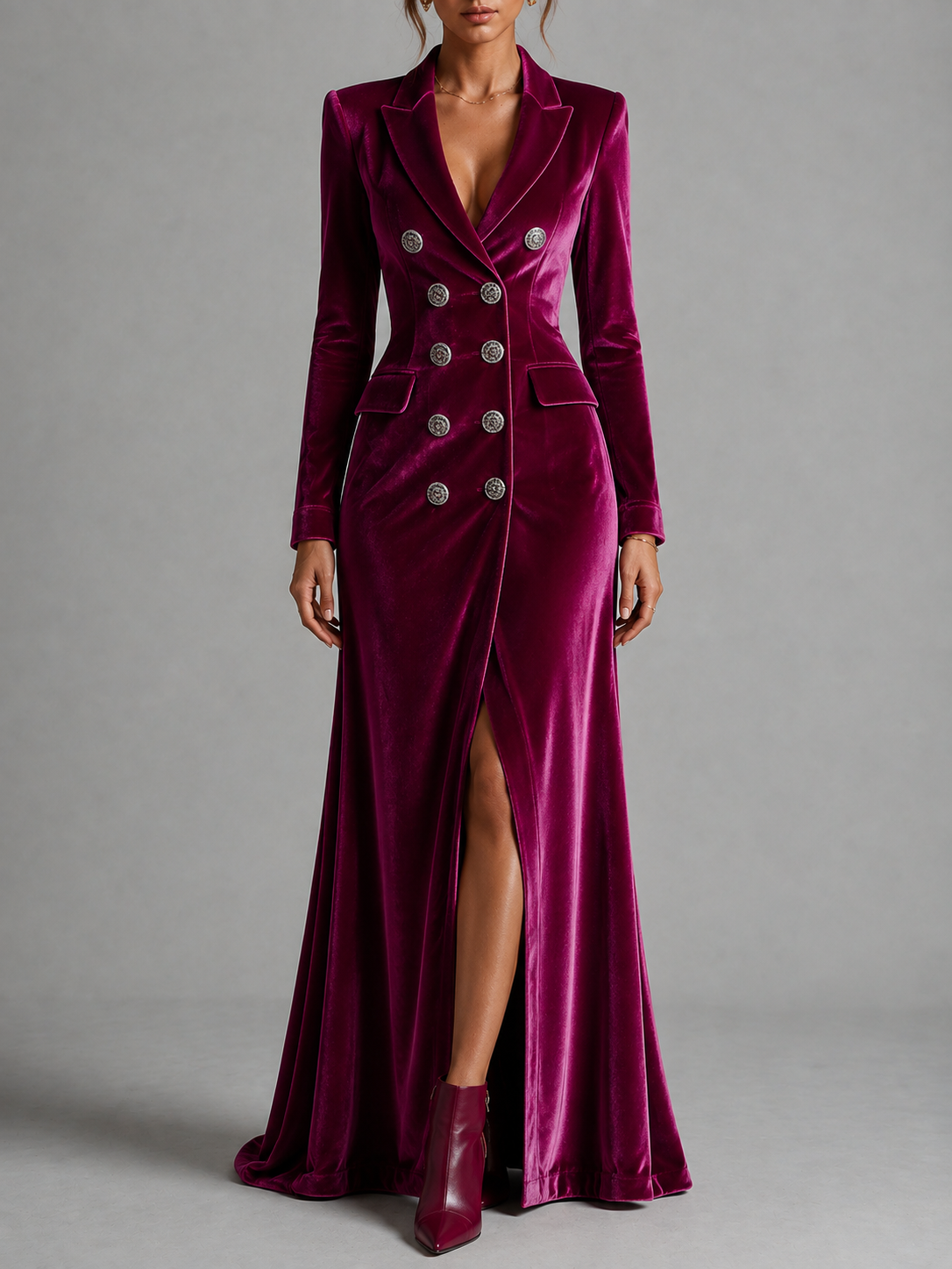 Velour Luxe Blazer Maxi Dress