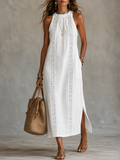 Jimena | Relaxed Mandarin Collar Midi Dress