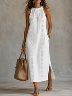 Jimena | Relaxed Mandarin Collar Midi Dress
