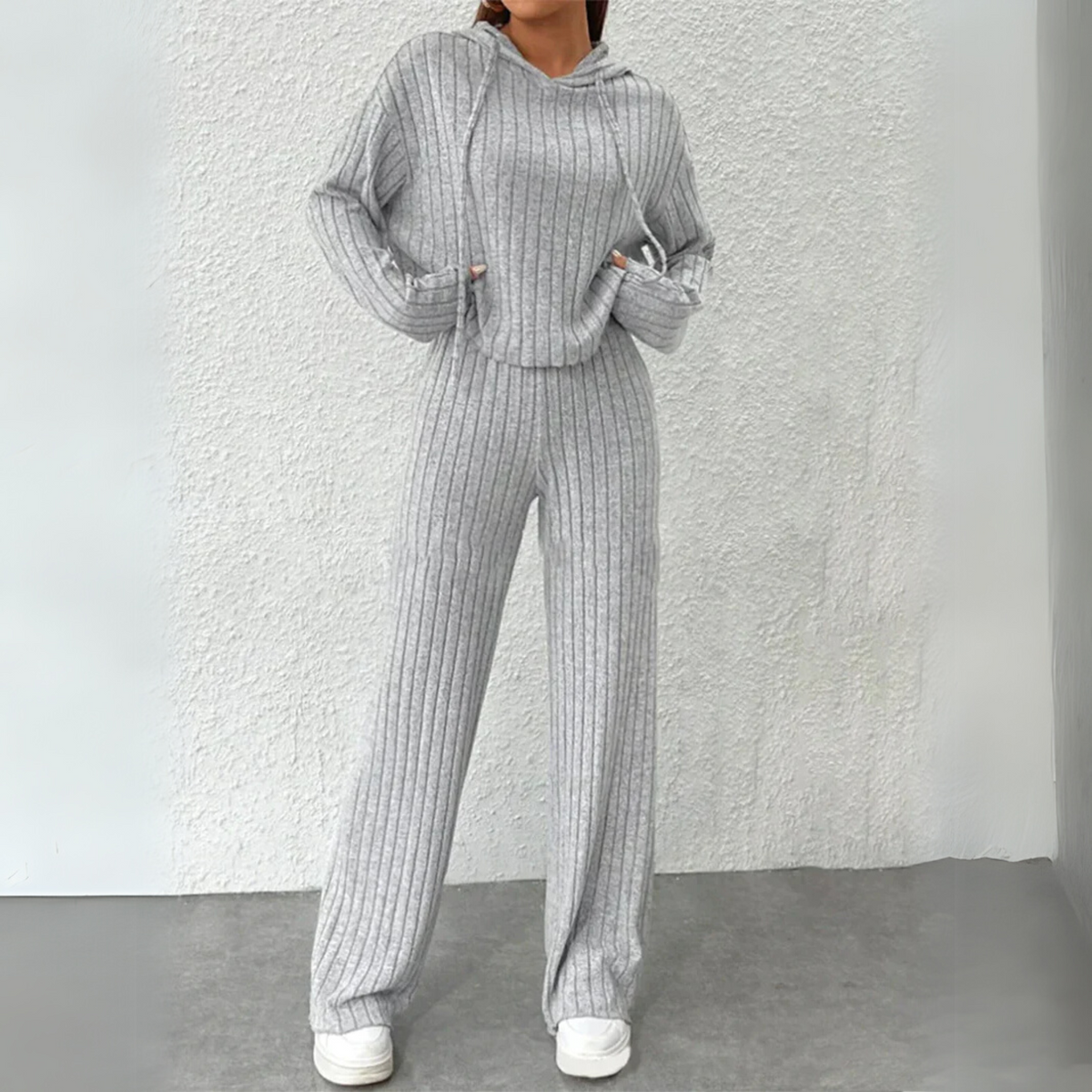 Tielle - Cozy Hooded Sweatshirt and Joggers Two-Piece Set