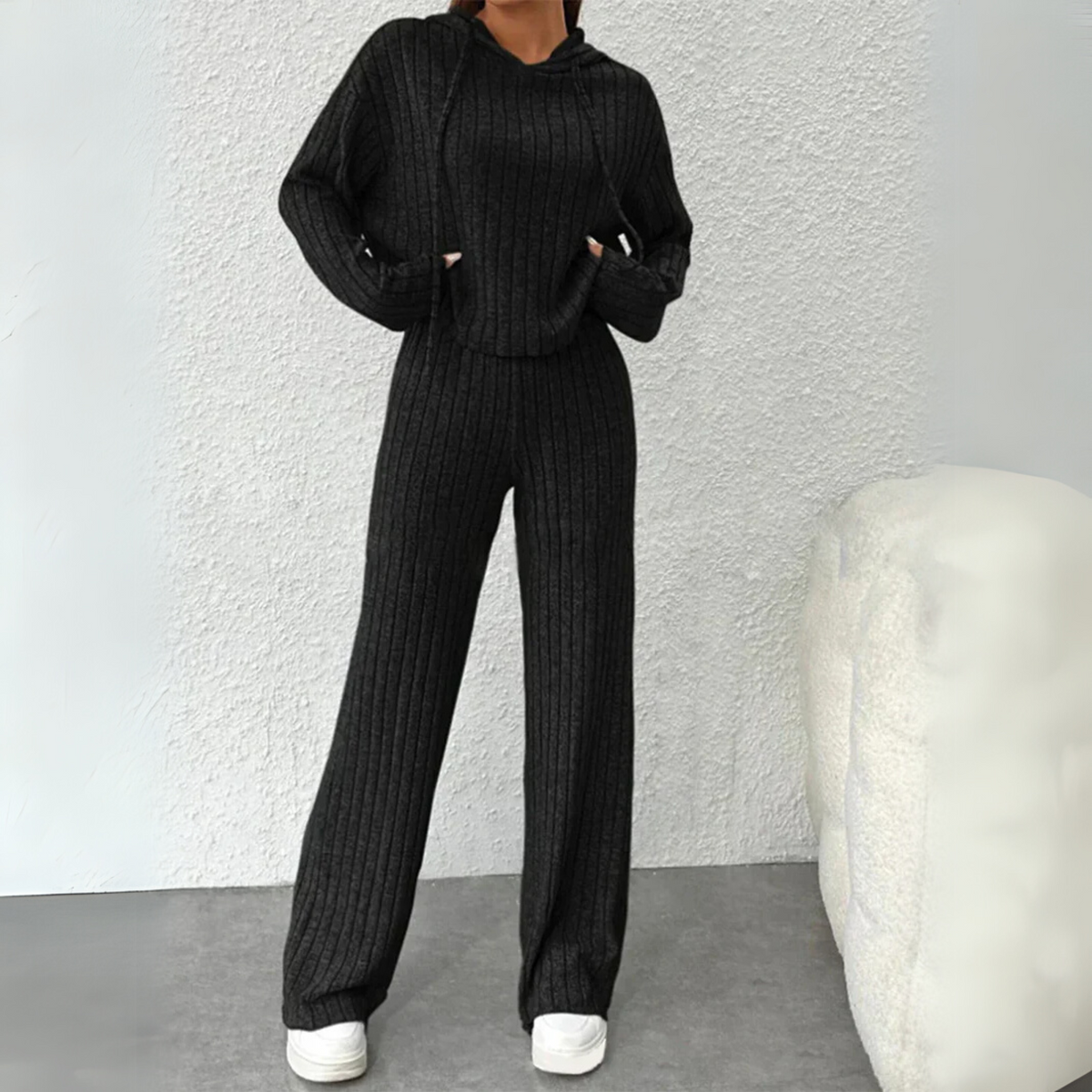 Tielle - Cozy Hooded Sweatshirt and Joggers Two-Piece Set