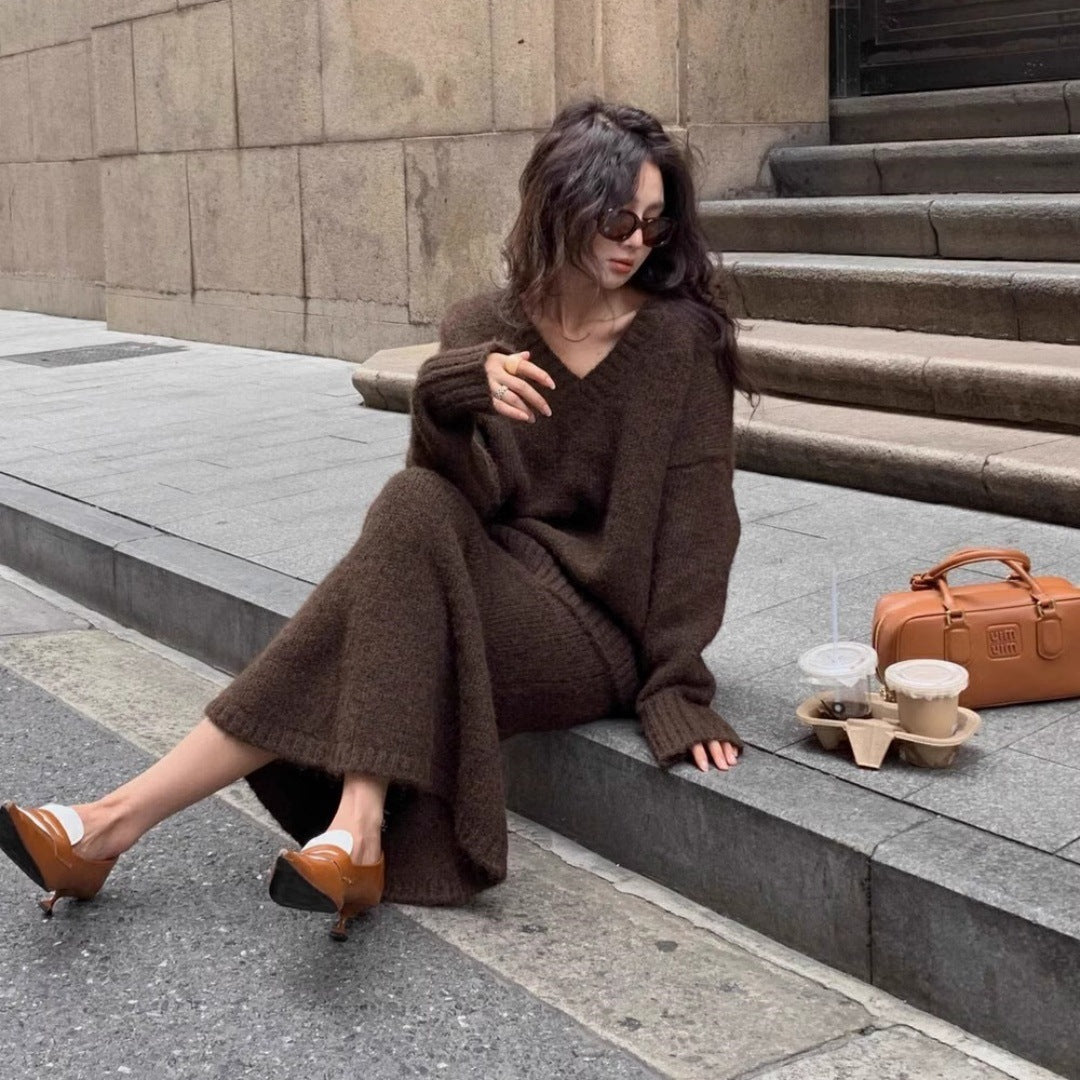 Lucy - Lazy Style Sweater Suit With Maxi Skirt