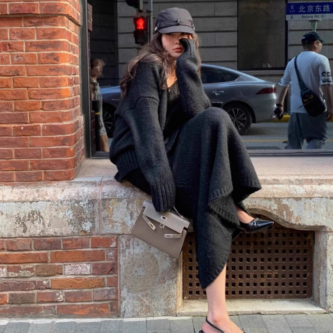 Lucy | Lazy Style Sweater Suit With Maxi Skirt