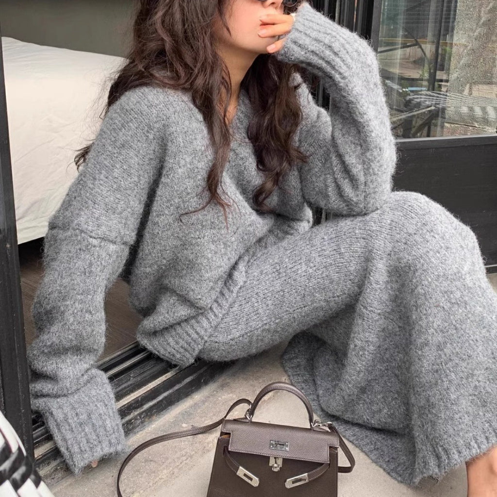 Lucy - Lazy Style Sweater Suit With Maxi Skirt