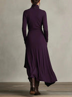 Seraphina | Asymmetric Draped Turtleneck Maxi Dress