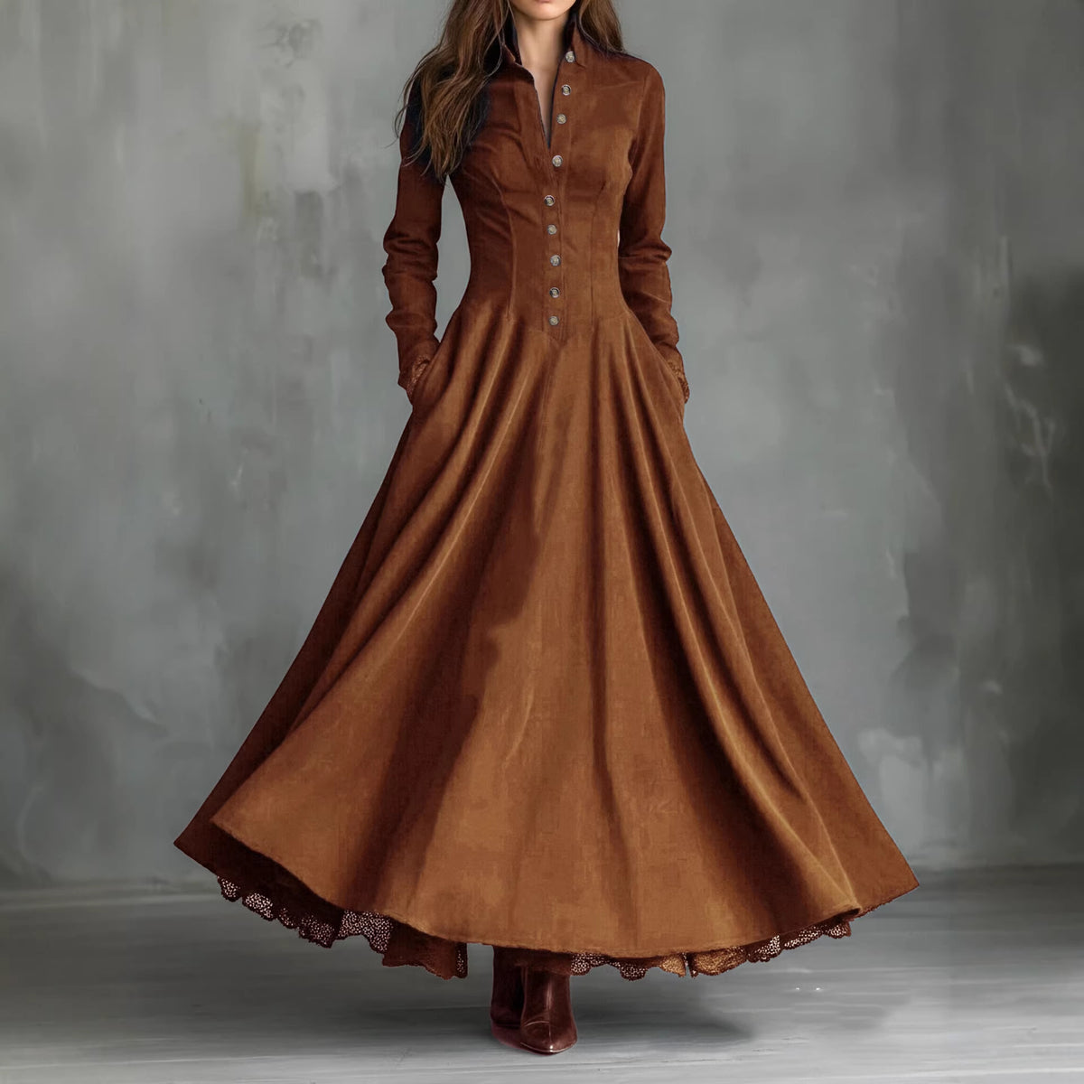 Midnight Elegance Shirt Maxi Dress