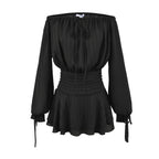 Noir Off-Shoulder Smocked Mini Dress