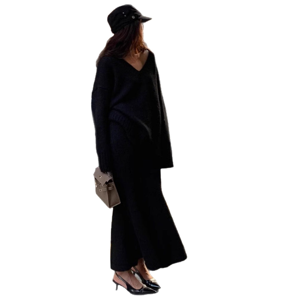 Lucy - Lazy Style Sweater Suit With Maxi Skirt