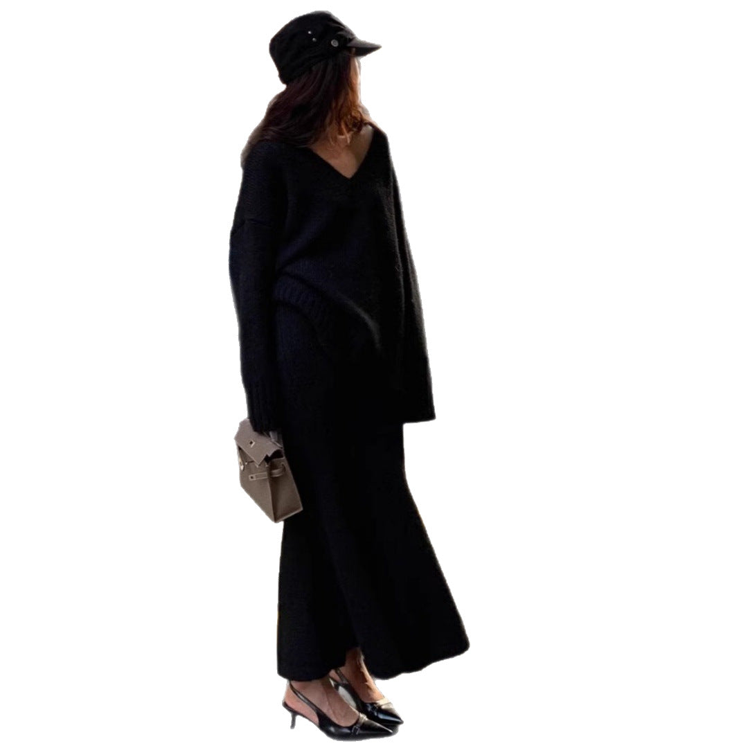 Lucy - Lazy Style Sweater Suit With Maxi Skirt