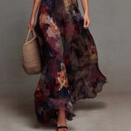 Watercolor Ruched Maxi Dress