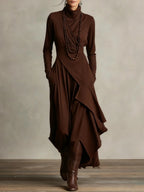 Seraphina | Asymmetric Draped Turtleneck Maxi Dress