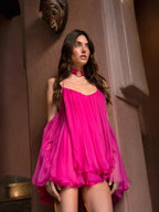 Vivienne Pleated Halter Mini Dress