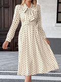 Clara | Polka Dot Bow-Neck Midi Dress