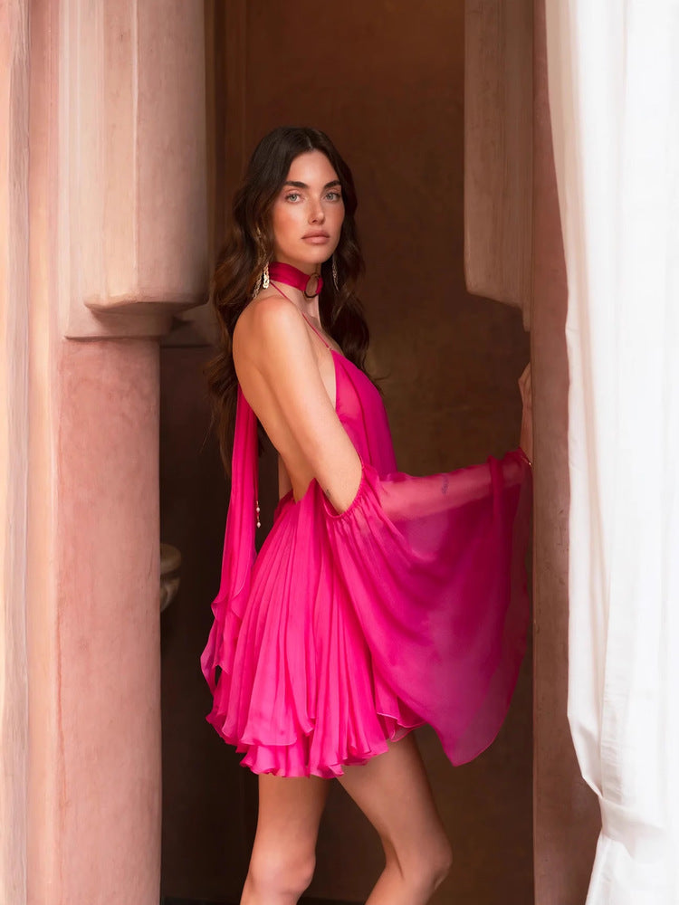 Vivienne Pleated Halter Mini Dress