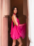 Vivienne Pleated Halter Mini Dress