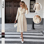 Clara | Polka Dot Bow-Neck Midi Dress