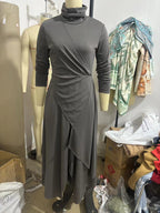 Seraphina | Asymmetric Draped Turtleneck Maxi Dress