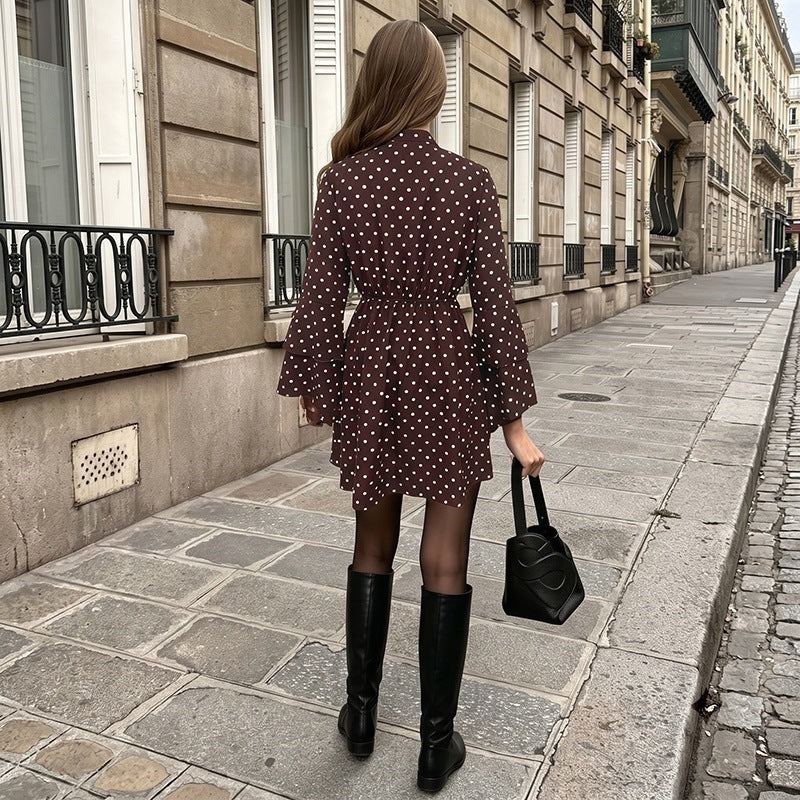 Rosalie | Polka Dot Tie-Neck Mini Dress
