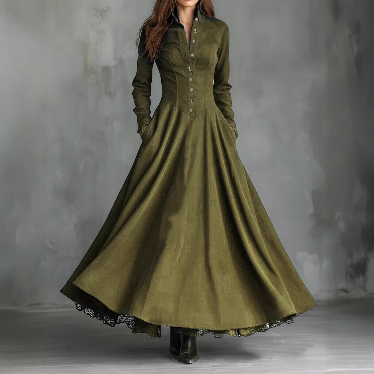 Midnight Elegance Shirt Maxi Dress