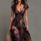 Watercolor Ruched Maxi Dress