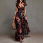 Watercolor Ruched Maxi Dress