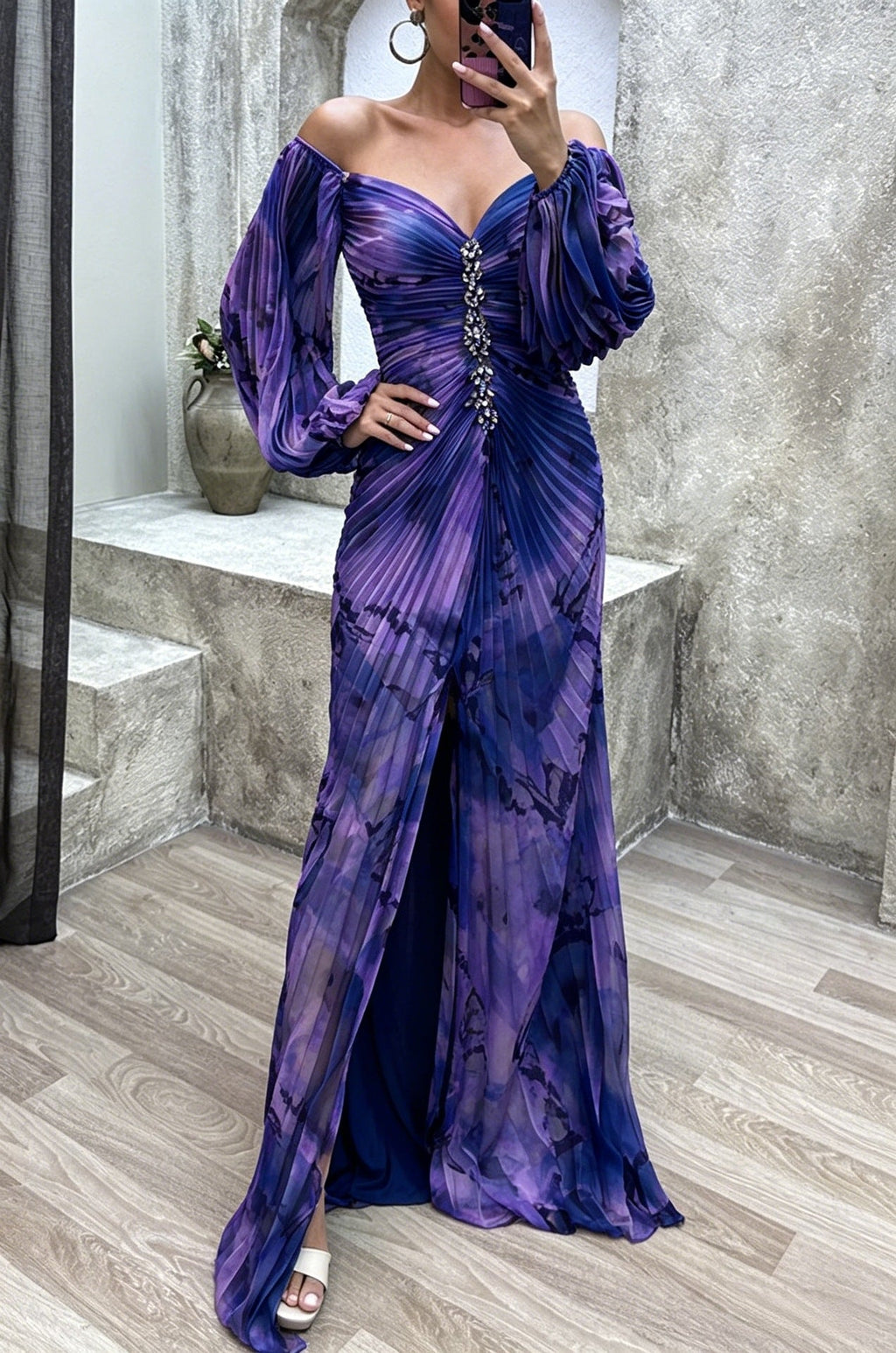 Simone - Embellished Ruched Maxi Dress