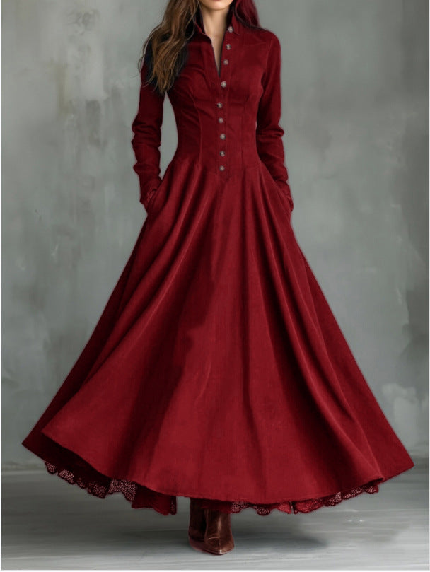 Midnight Elegance Shirt Maxi Dress