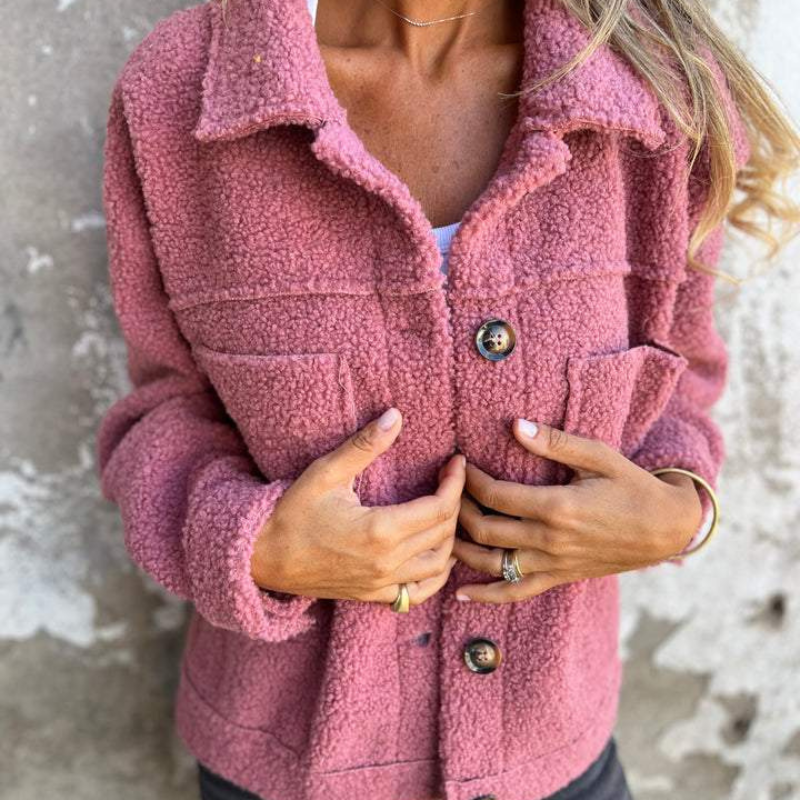 Harriet | Soft Teddy Button Jacket