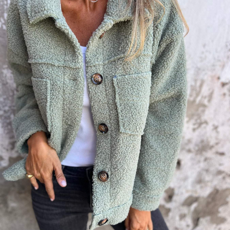 Harriet | Soft Teddy Button Jacket